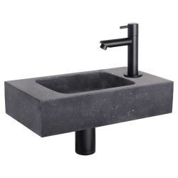 Differnz fonteinset bombai black - natuursteen - kraan recht mat zwart