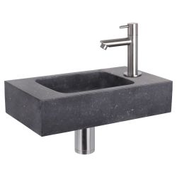 Differnz fonteinset bombai black - natuursteen - kraan recht mat chroom