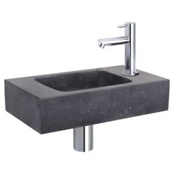Differnz fonteinset bombai black - natuursteen - kraan recht chroom