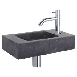 Differnz fonteinset bombai black - natuursteen - kraan gebogen chroom