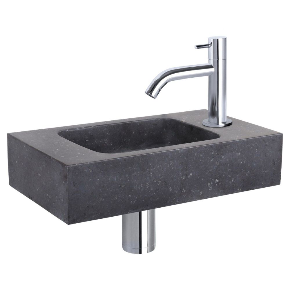 Differnz fonteinset bombai black - natuursteen - kraan gebogen chroom