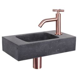 Differnz fonteinset bombai black - natuursteen - kraan kruis rood koper