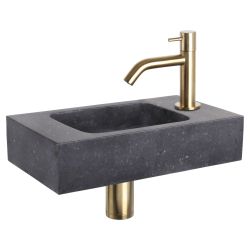 Differnz fonteinset bombai black - natuursteen - kraan gebogen mat goud
