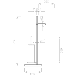 Tupai vrijstaande combiset toiletborstel/rolhouder Round - RVS