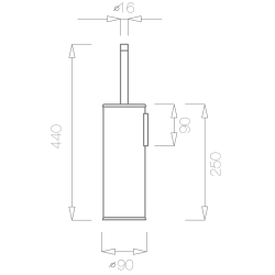 Tupai toiletborstel met houder wandmodel Round - zwart
