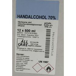 Navul handalcohol 70% 500ml eurofles (doos 12 flessen)