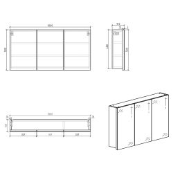 Differnz Spiegelkast Brida 50x100x15 cm - wit