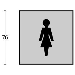 Intersteel Pictogram damestoilet zelfklevend vierkant - RVS