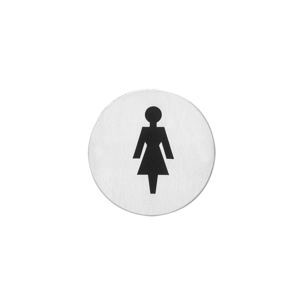 Intersteel Pictogram damestoilet zelfklevend rond - RVS