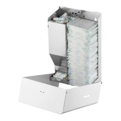 MediQo-Line dispenser klein voor maandverband en tampons - RVS/wit
