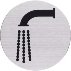 Pictogram zelfklevend rond kraan RVS