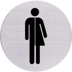 Pictogram zelfklevend rond genderneutraal toilet RVS