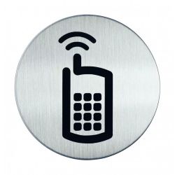 Pictogram zelfklevend rond GSM toegestaan RVS