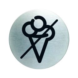 Pictogram zelfklevend rond snacks verboden RVS