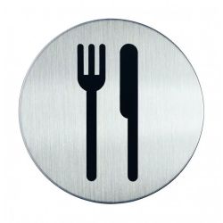 Pictogram zelfklevend rond restaurant/kantine RVS