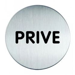 Pictogram zelfklevend rond prive RVS