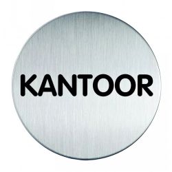 Pictogram zelfklevend rond kantoor RVS