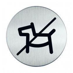 Pictogram zelfklevend rond honden verboden RVS