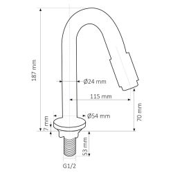 Differnz koudwaterkraan gebogen 19 cm - chroom