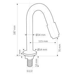 Differnz koudwaterkraan gebogen 19 cm - mat chroom