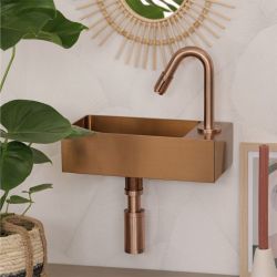 Differnz koudwaterkraan gebogen 19 cm - rood koper