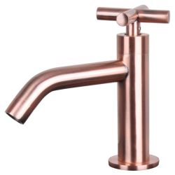 Differnz koudwaterkraan gebogen kruis - rood koper