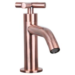 Differnz koudwaterkraan gebogen kruis - rood koper