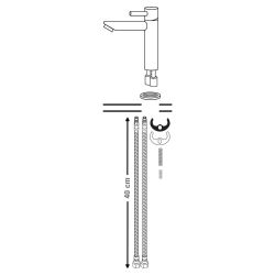 Differnz koud/warmwater kraan recht - rood koper