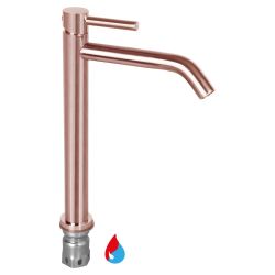 Differnz hoge koud/warmwater kraan gebogen - rood koper