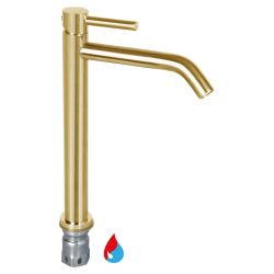 Differnz hoge koud/warmwater kraan gebogen - mat goud