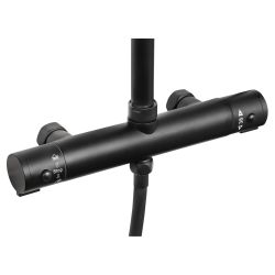 Differnz Thermoline doucheset rond met thermostaatkraan, stortdouche en handdouche - zwart
