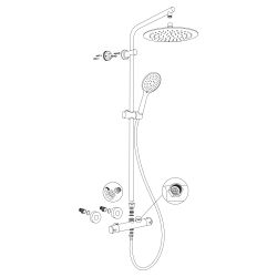 Differnz Thermoline doucheset rond met thermostaatkraan, stortdouche en handdouche - zwart