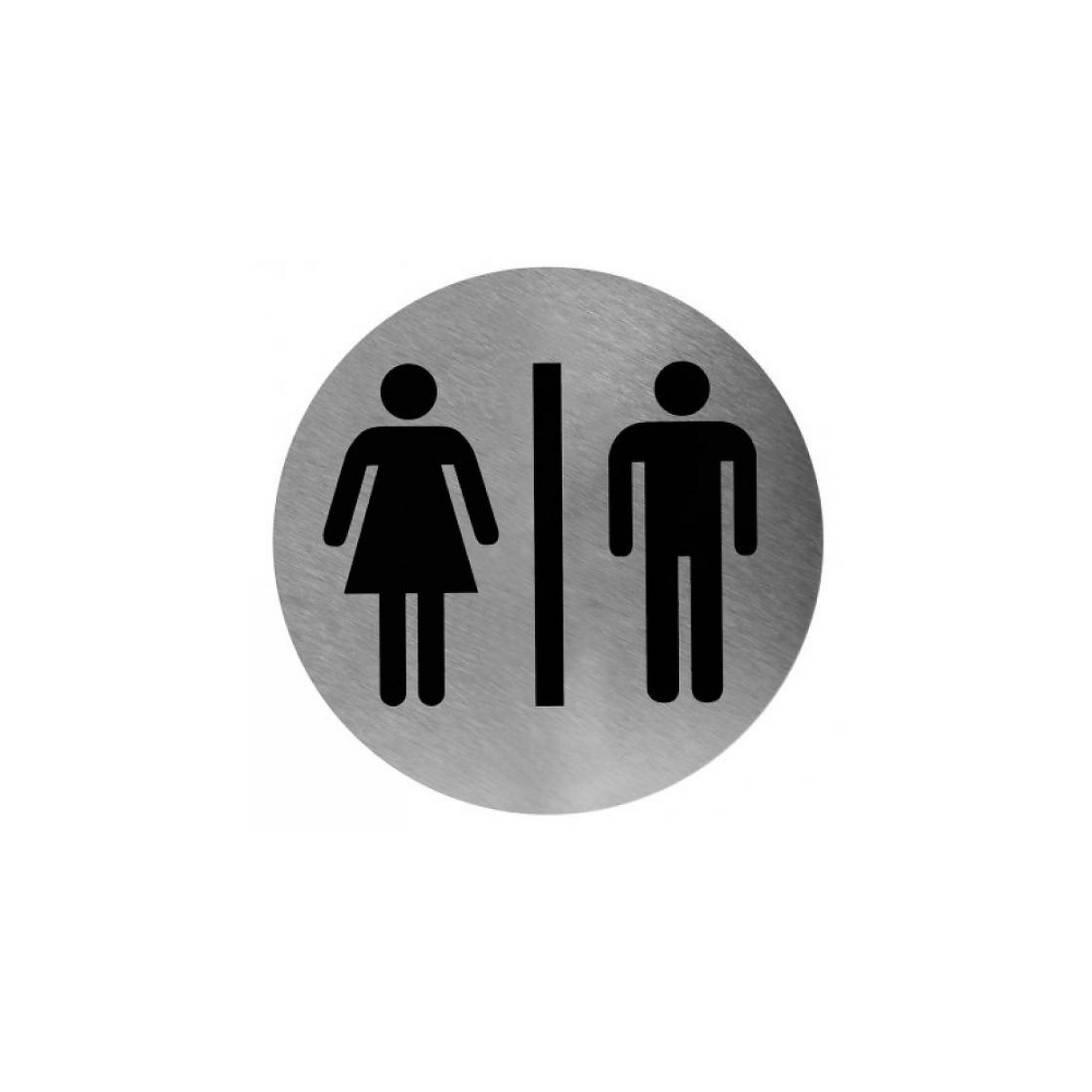 Mediclinics pictogram man/vrouw zelfklevend rond PS0001CS - RVS