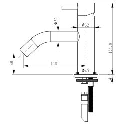 Differnz koud/warmwater kraan gebogen - rood koper