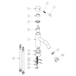 Differnz koud/warmwater kraan gebogen - rood koper