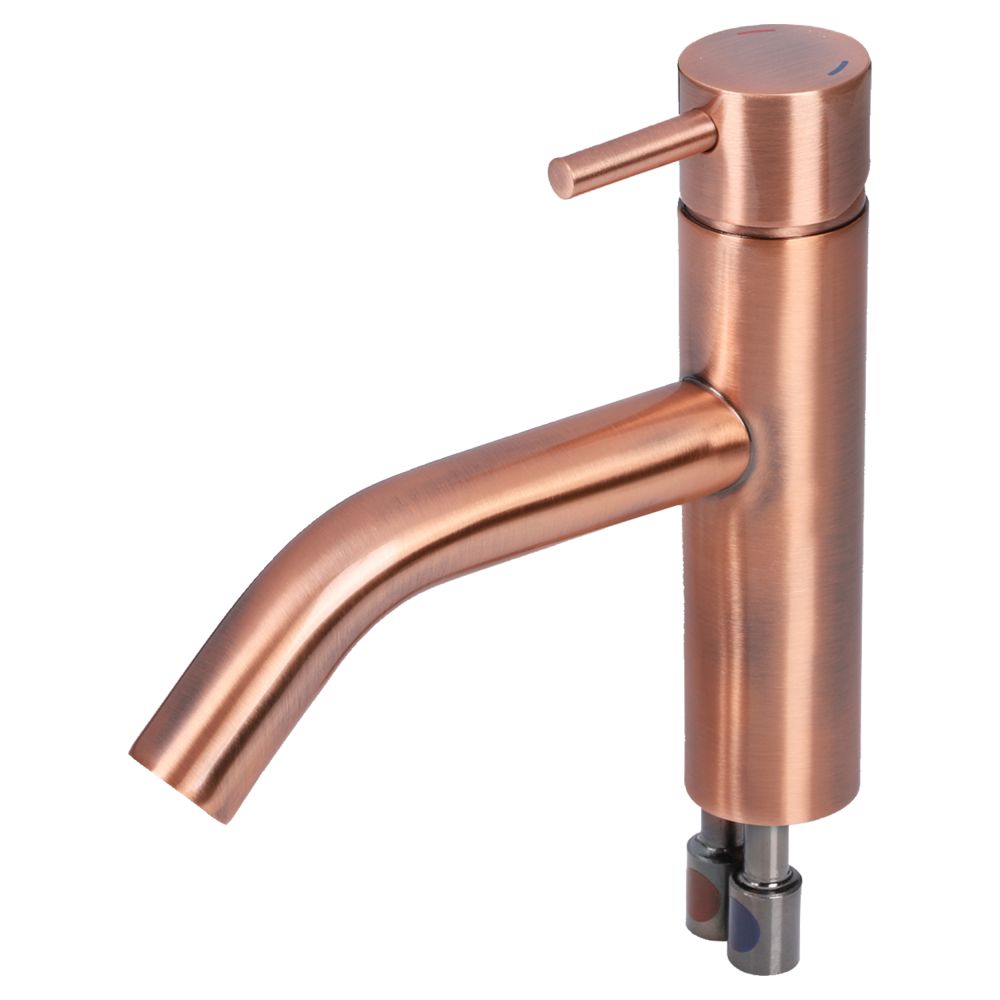 Differnz koud/warmwater kraan gebogen - rood koper