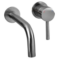 Differnz muurkraan inbouw koud/warmwater rechts - gun metal