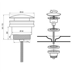 Differnz pop up afvoerplug design voor fontein - rood koper