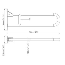MediQo-line swing up bar 800mm BG0800CS - RVS