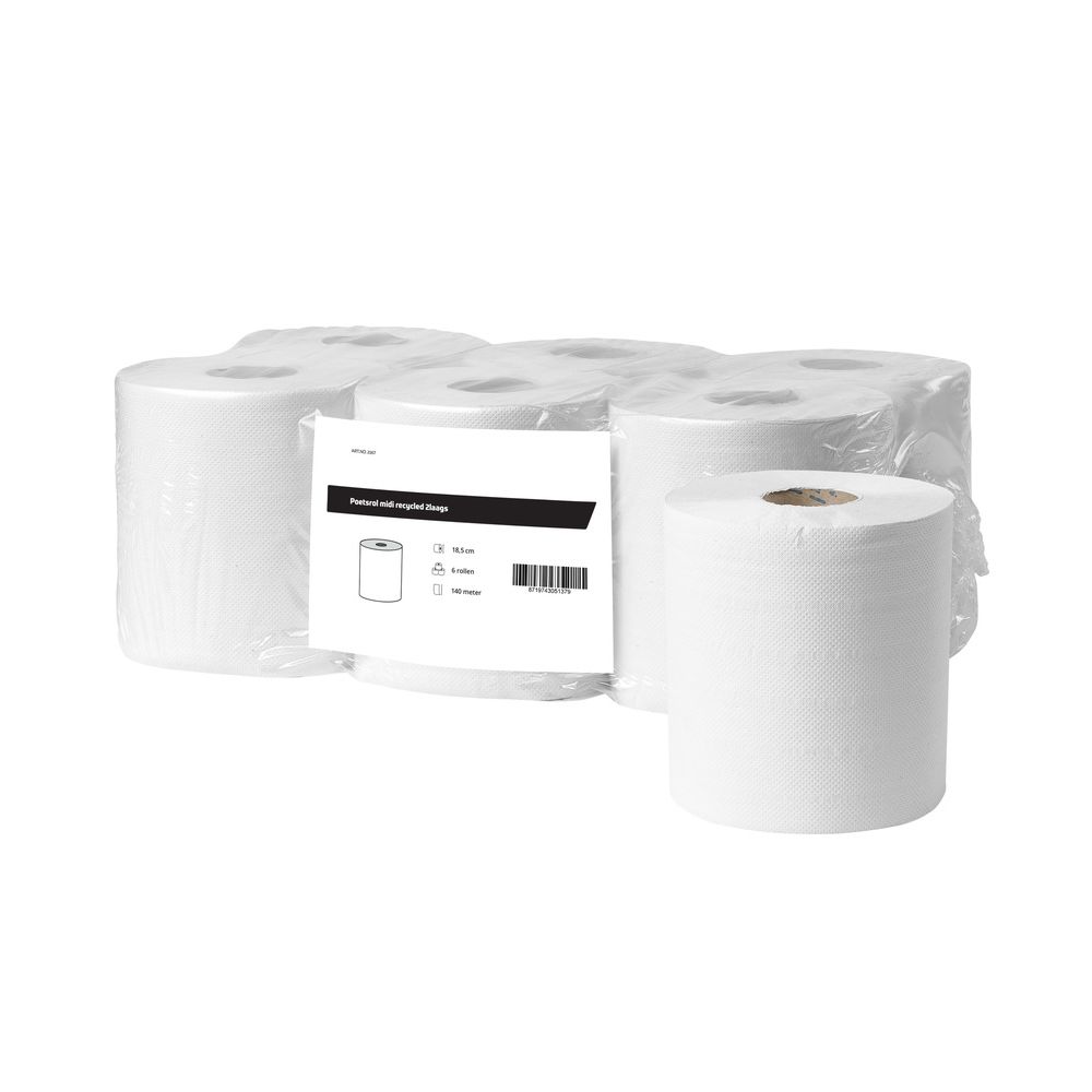 Poetsrol midi recycled wit 2 laags - 6 rollen